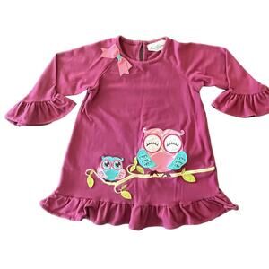 Rare Editions Pink Tunic with Owl Appliqué and Bow.